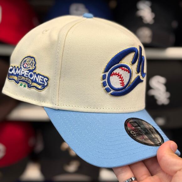 New Era Charros de Jalisco 'Campeones' A-Frame 9FORTY Snapback Ivory/Baby Blue - Picture 1 of 4